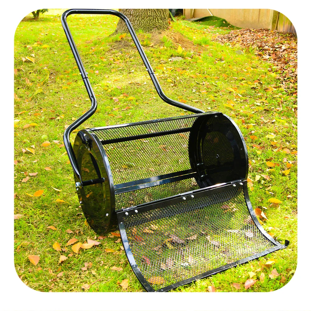 Vertak Lightweight Metal Mesh Manure Spreader Lawn and Garden Peat Moss Compost Spreader Roller