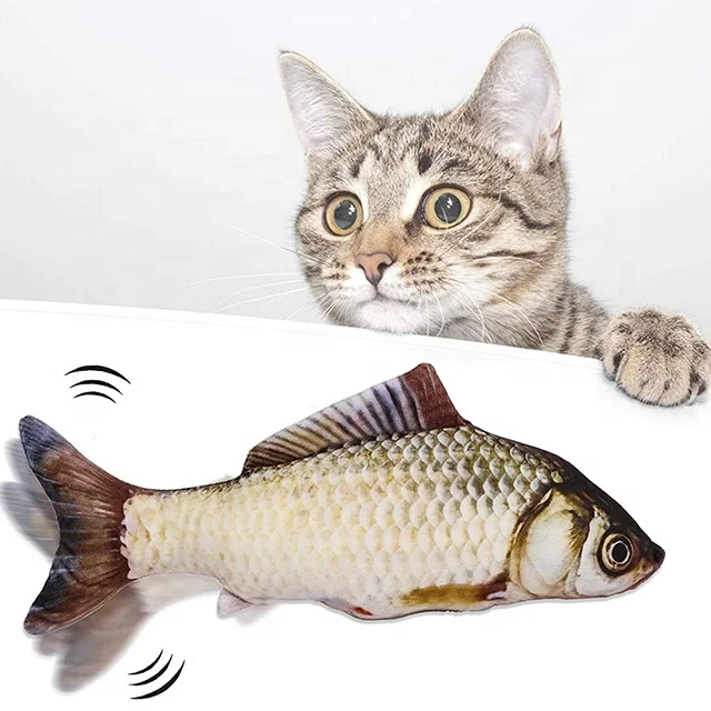 Wholesale Commercial Realistic Plush Simulation Electric Wagging Fish Cat Toy Catnip Kicker Toys