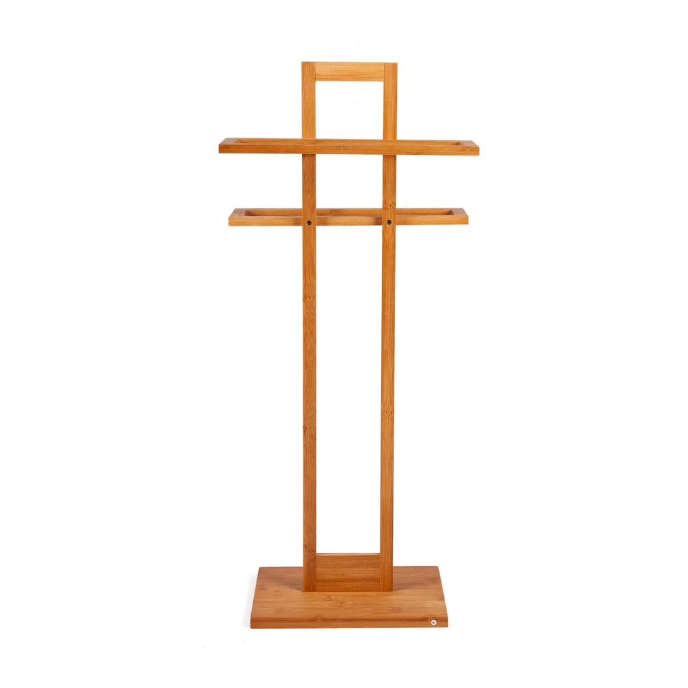 Multifunctional Bamboo Bathroom Towel Rack Free Standing Clothes Holder Storage Organizer Ladder Commodity Shelf