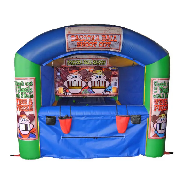 Factory Cheap Inflatable Pirate Theme Bazooka Ball Shooting Gallery with free blower - Wild West Shooting Game Rental