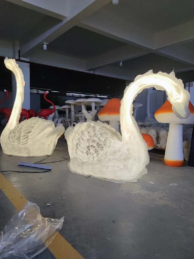 park beautiful swan statue animal light LED holiday home commercial Christmas big swan luminous sculpture garden decor lights