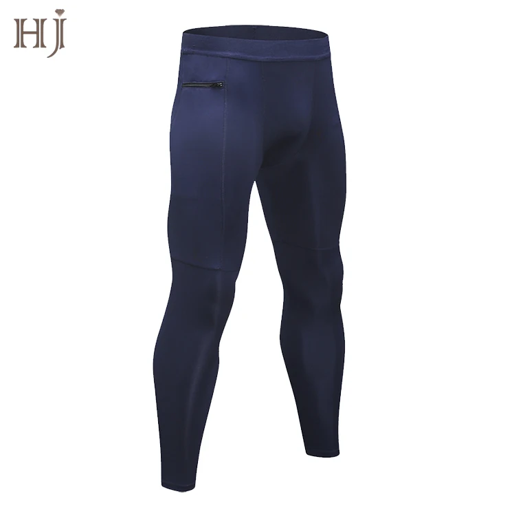 wholesale men gym wear compression seamless tights dry running leggings with zipper pocket