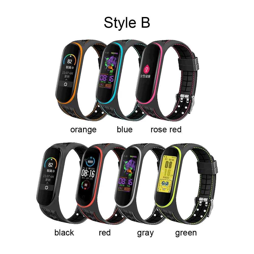Ремешок силиконовый для смарт-часов Xiaomi Mi Band 3/4 сменный Браслет