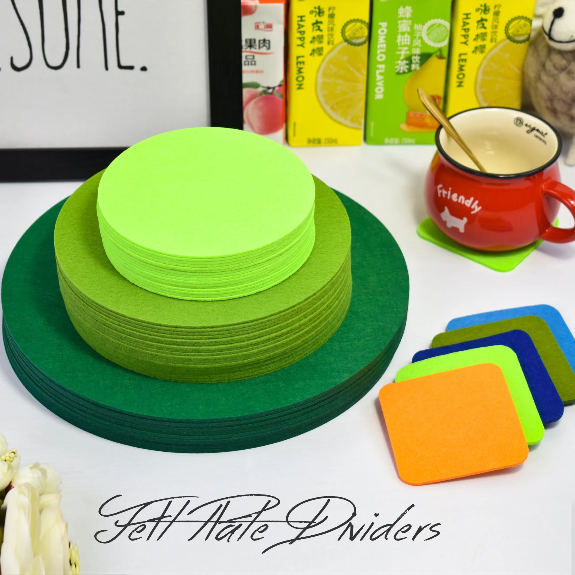 Customized Felt Coasters Placemats Moisture Wicking Heat Resistant Sustainable Washable Felt mat