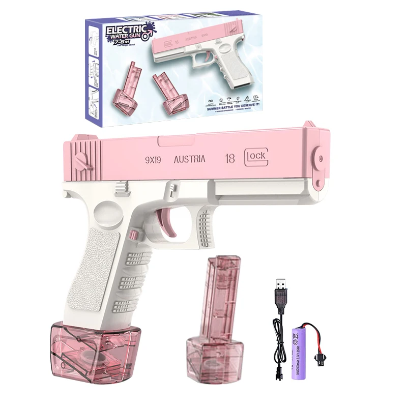 New Glock Electric Water Gun Automatic Battery Powered Water Squirt Guns for Kids Outdoor Summer Toys Gun