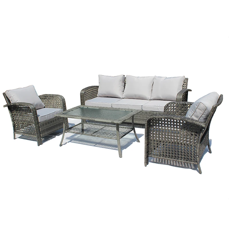 High Quality Grey 5 Seater Rattan Garden Furniture Garden Sets Rattan Safa Set