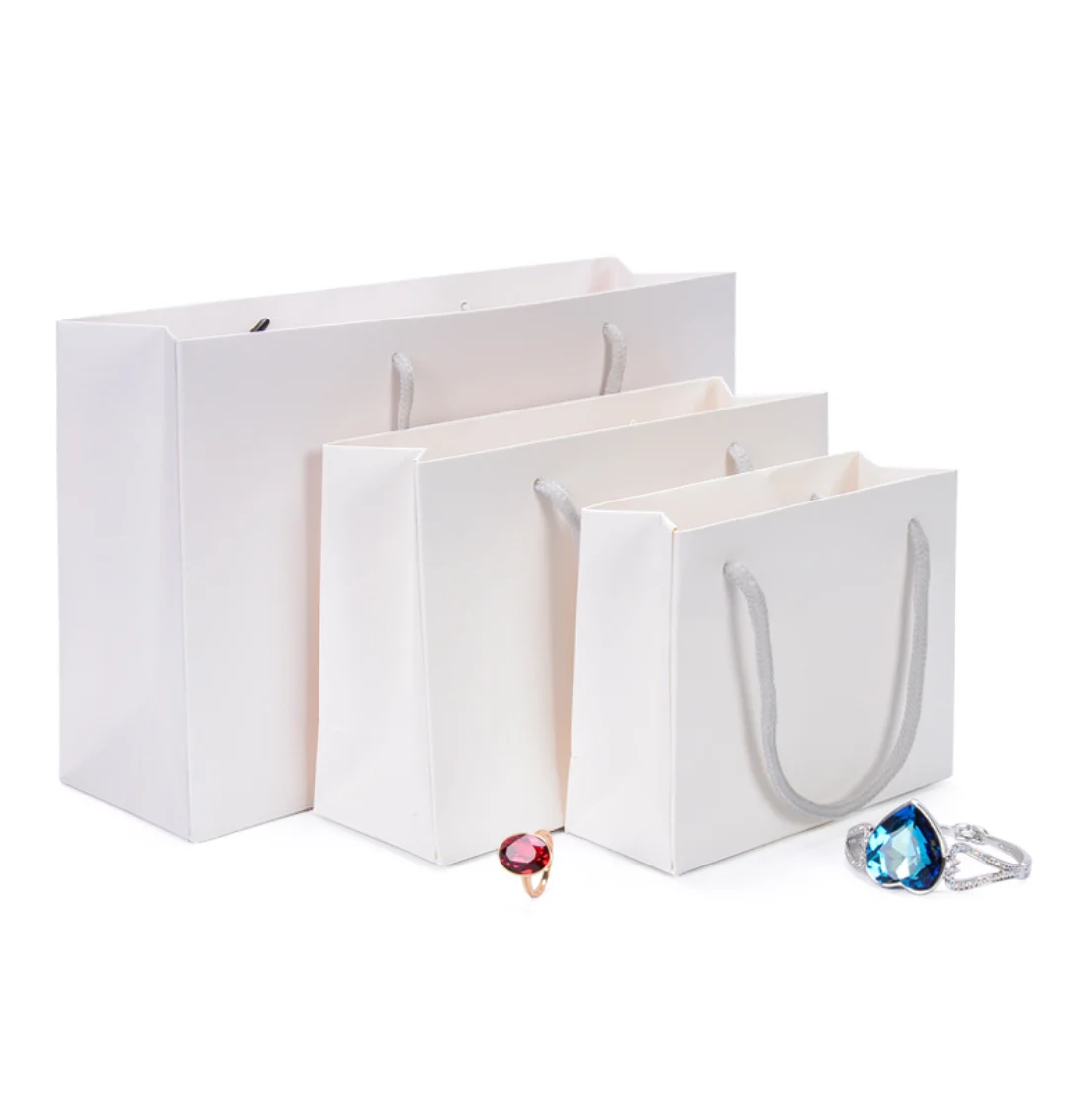 Best selling pure white coated paper jewelry gift bags logo jewellery paper carry bags paper jewelry bag