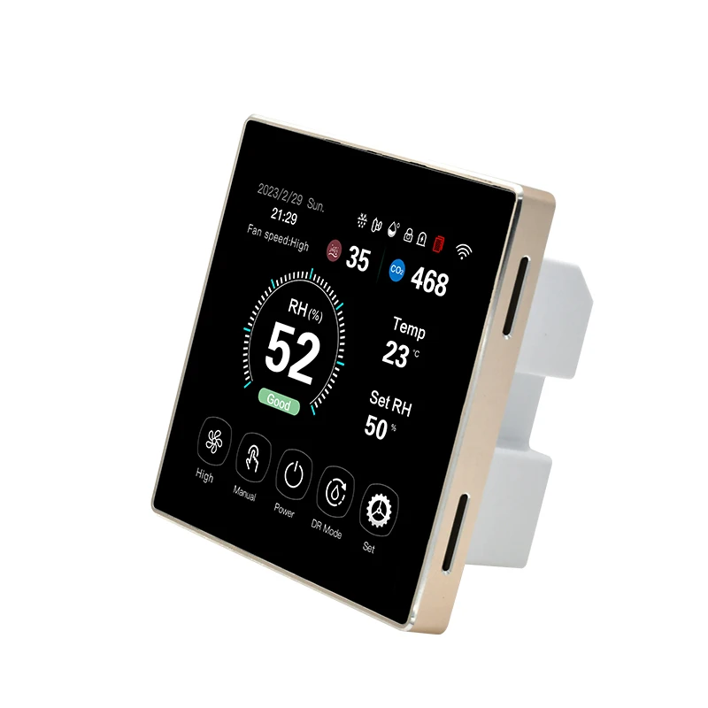 4 inch colorful fresh air ventilation and dehumidification controller with VOC PM2.5 temperature humidity fan controller