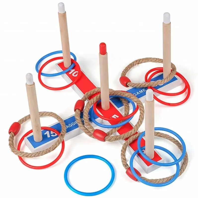 Wooden Loop & Hoop Ring Toss Game Set Easy Backyard,beach,outdoor Games to Assemble, With Carry Bag for Easy Storage.