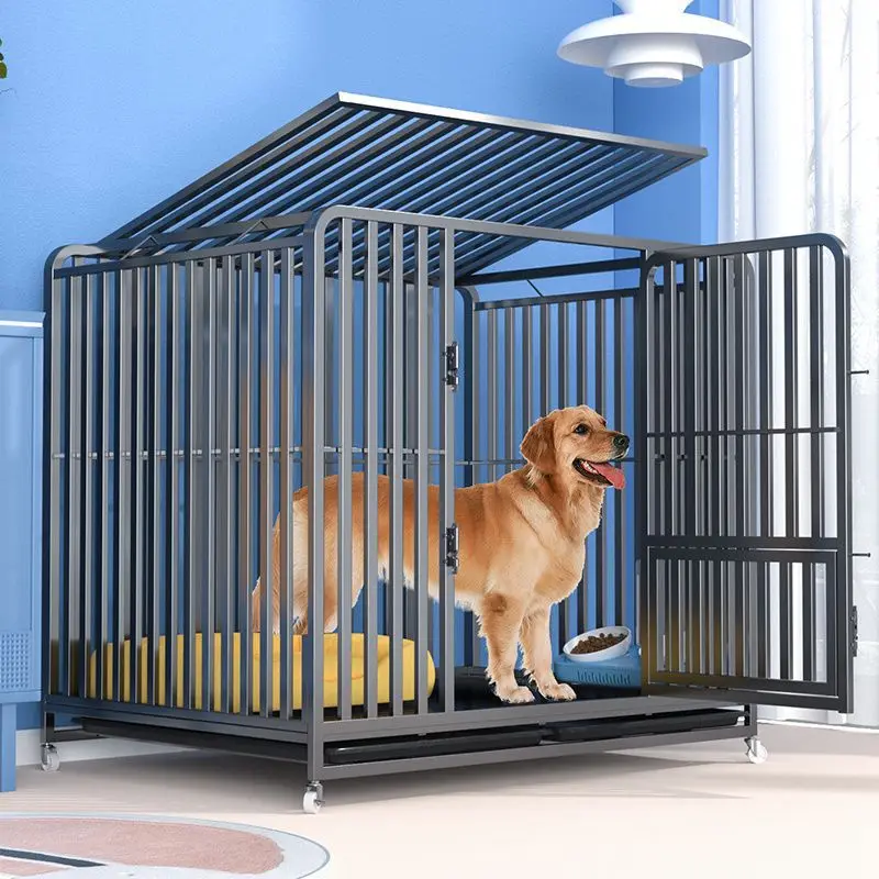 Wholesale Custom Made Large Dog Cage Stainless Steel Thick Medium Indoor Dog Cage With Toilet