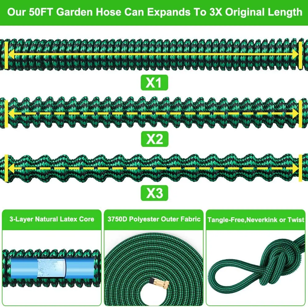 
New Product Ideas 2021 Garden Hose Expandable Flexible Water Hose Magic Garden Hose with Metal Spray Nozzle for Home & Garden 