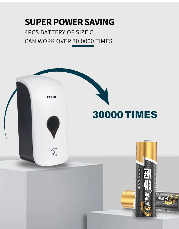 CDWK ABS plastic refillable 1000ml wall mounted touchless automatic liquid foam soap dispenser