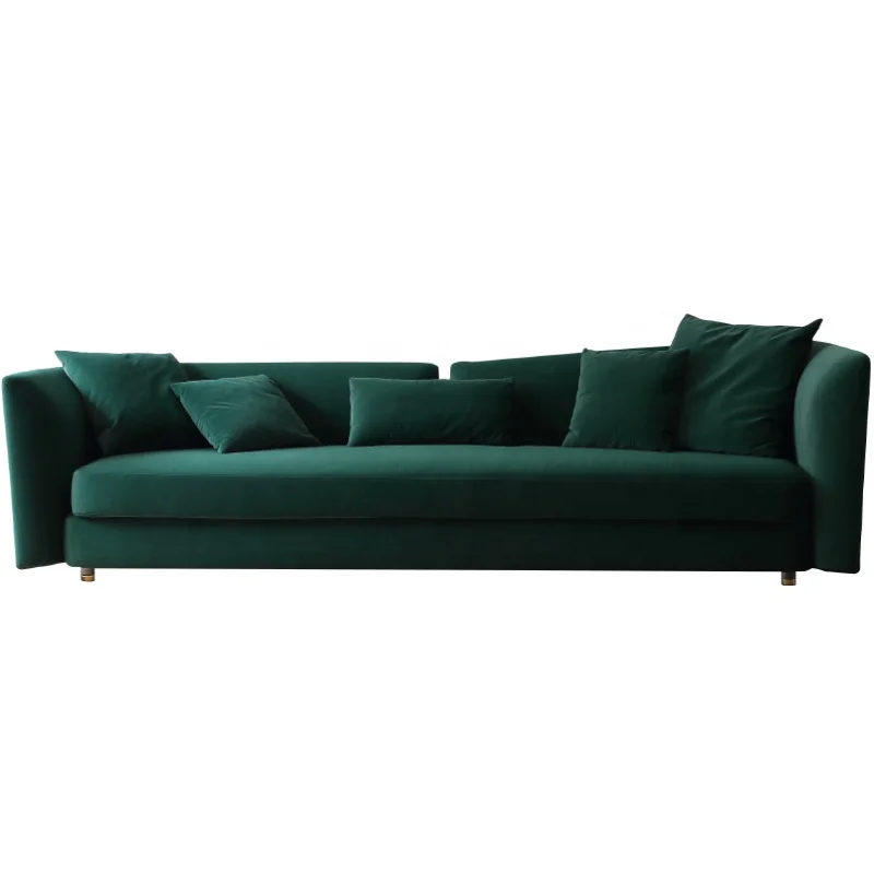 Italian Design Luxury Modern Velvet Cloth Leather Four-Seat Sofa for Modern Living Room