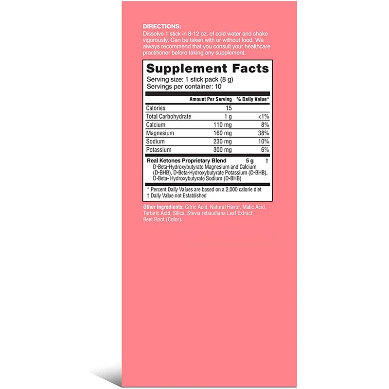 Keto supplement D-BHB + Electrolyte Powder  Drink Mix Packets for Rapid slimming Drink Stick Energy supplement