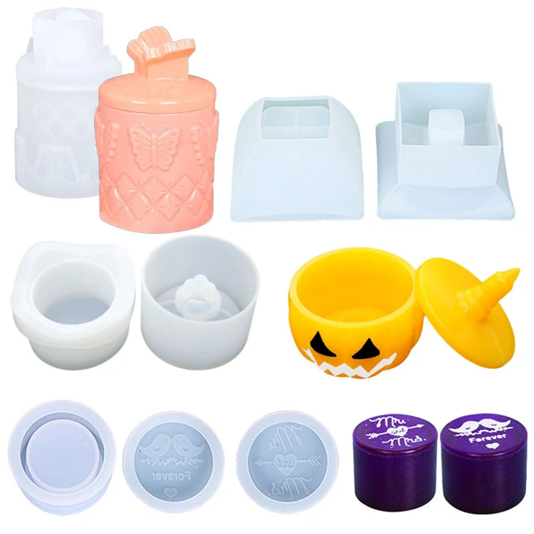 HomesunMultiple Styles Large Jewelry Storage Box Silicone Resin Molds for Epoxy Resin, Candle, Soap, Cup Mat, Home Decoration