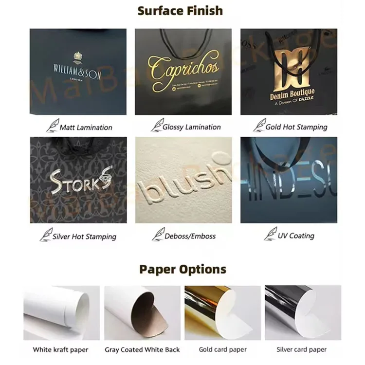 Custom logo private label mini luxury boutique retail thank you gift paperbag with handle personalized white paper shopping bags