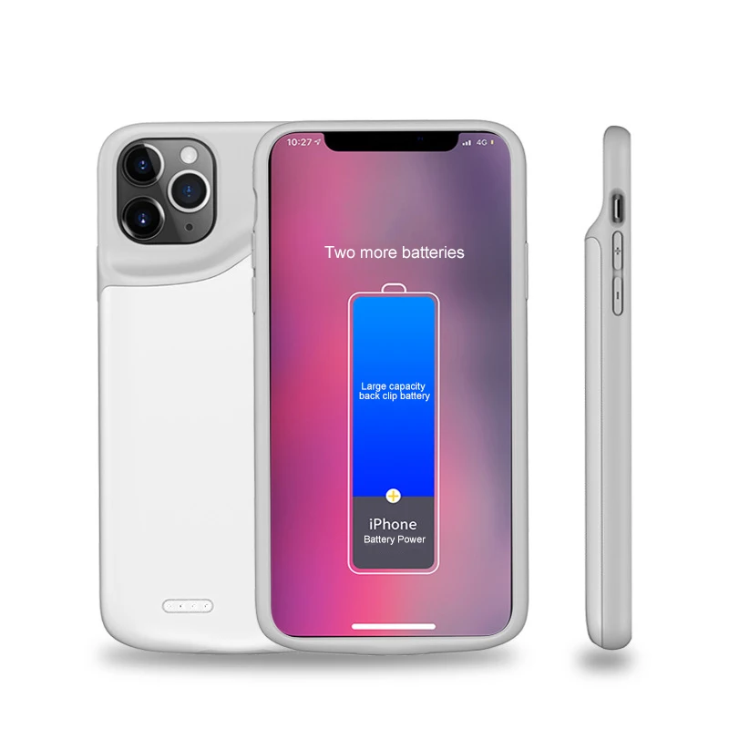 
Silicone Smart Battery Case For Iphone 11 Pro Max 5500Mah Backup Wireless Power Bank Battery Phone Case 