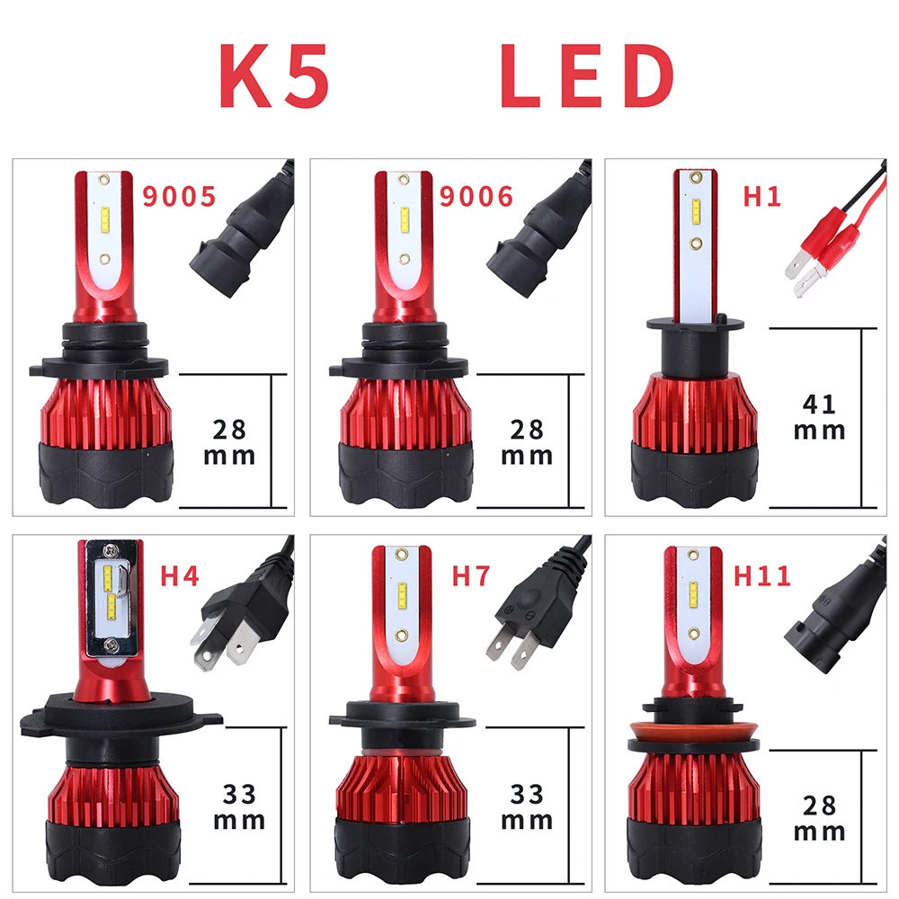 
k5 c6 led headlight Auto Lighting 9005 HB3 9006 HB4 H11 H4 H7 Led H1 H3 Car LED 6000K Light Bulbs Headlight C6 LED 
