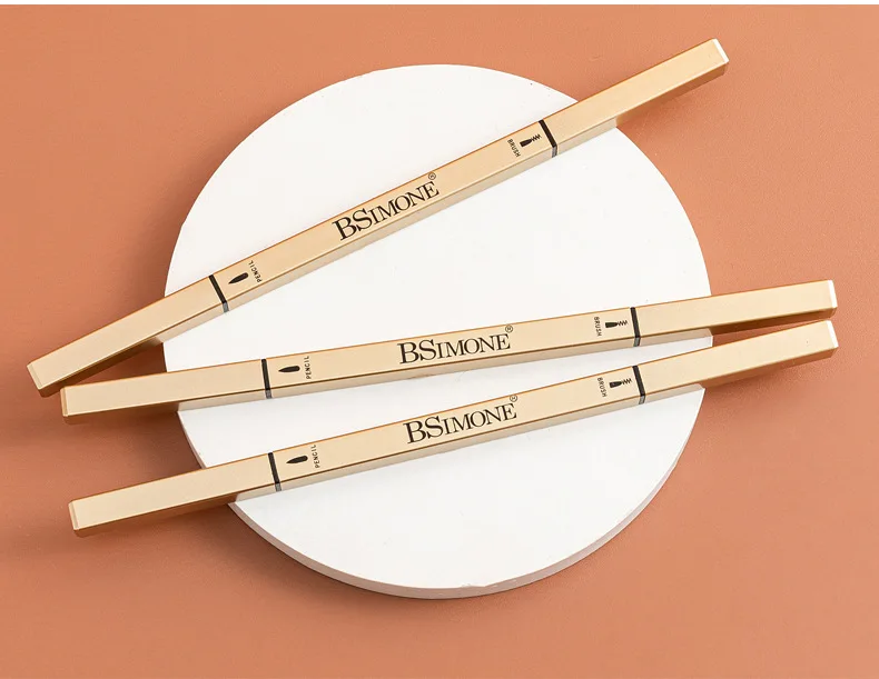 BSimone Double-Ended Ultra-Fine Small Gold Bar Eyebrow Pencil Long-Lasting Waterproof Anti-Sweat Beginners Mineral Box