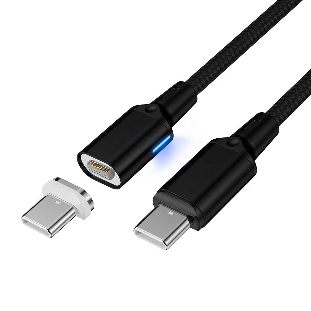 Portable Nylon Braided Cord 5A 100W Fast Charging Reversible Magnetic USB Type C to USB C Cable 1.8m 6FT Adapter for MacBook Pro