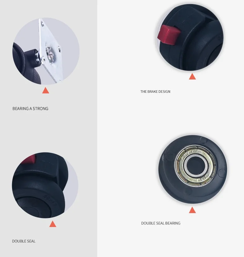 2 Inch 50MM Noiseless TPE Wheels Castor Swivel Furniture Chair Caster With Plate