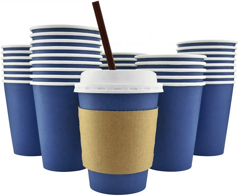 Disposable Coffee Cups With Lids 16 oz To Go Coffee Cups With Sleeves and Tight Lids Prevent Leaks