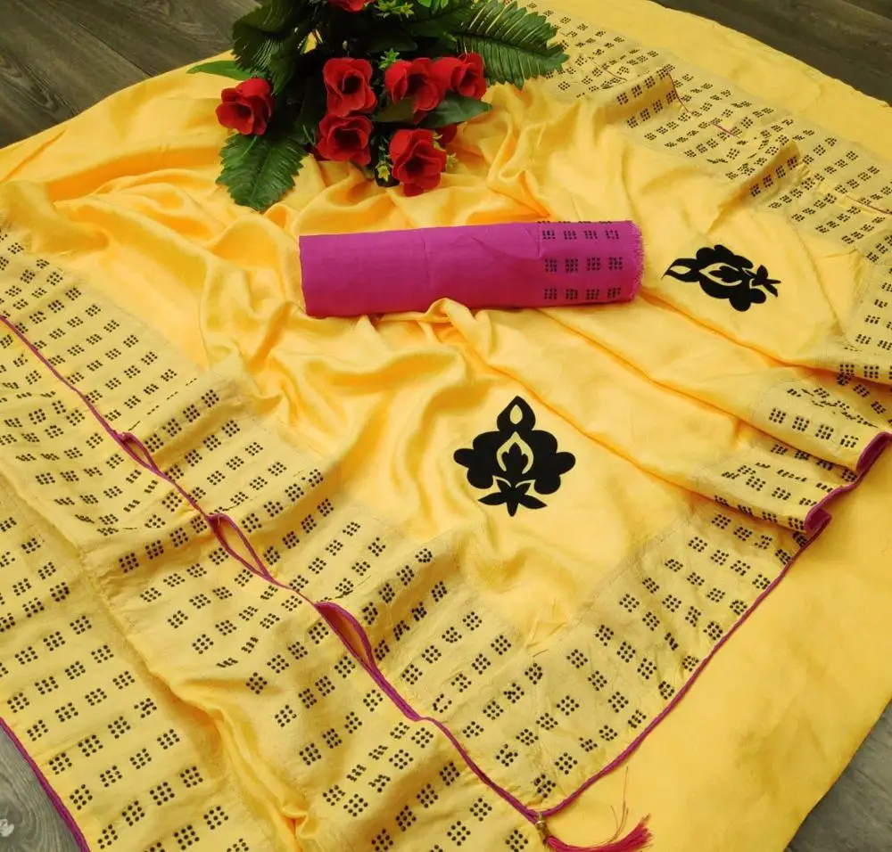 Very beautiful casual wear banarasi silk stone work Sari with blouse piece indian women wear low price wholesale surat.