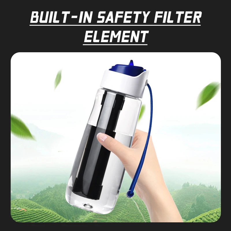 2023 Filtered Water Bottle clean kettle filter straight drink water purification cup Reusable BPA-Free Water Purifier Bottle