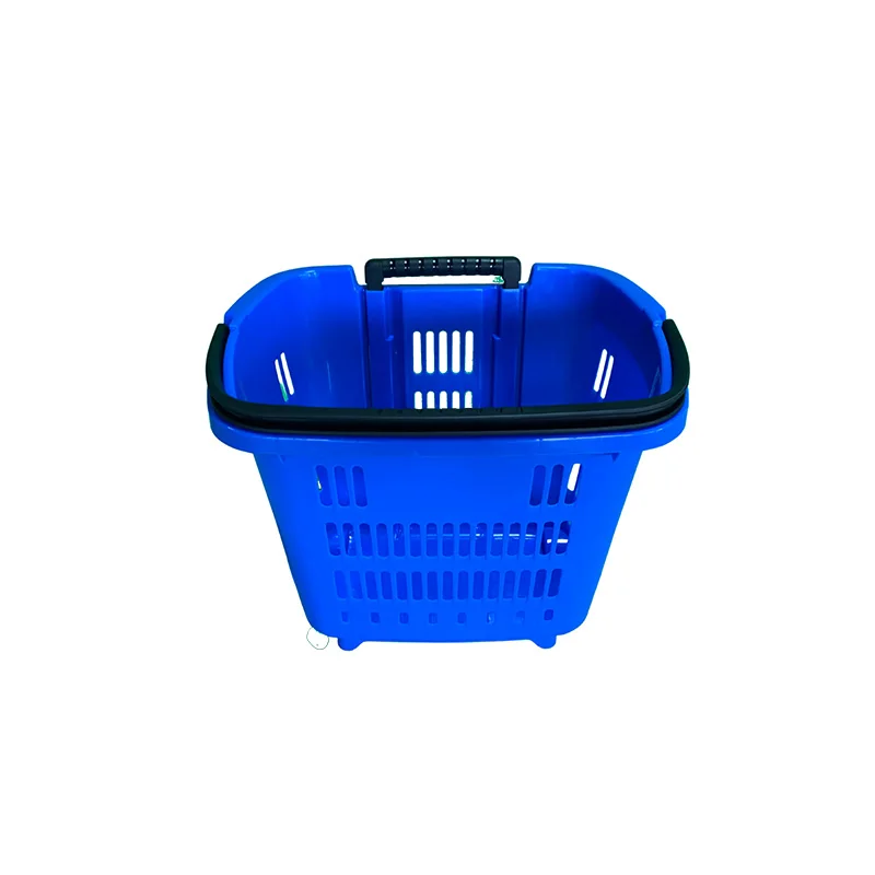 Rolling Plastic Shopping Cart with Two Wheels