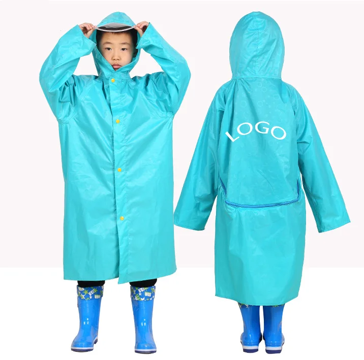 Custom Printing Customized Plastic Pvc Child Hooded Waterproof Long Children Kids Raincoat Poncho