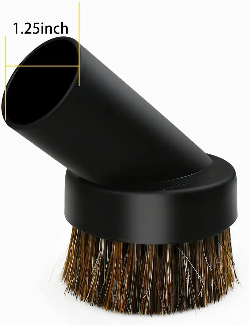 Black Round Dust Brush 1.25' Vacuum Hose 25mm Horse Hair for Most Vacuum Cleaners Accessories