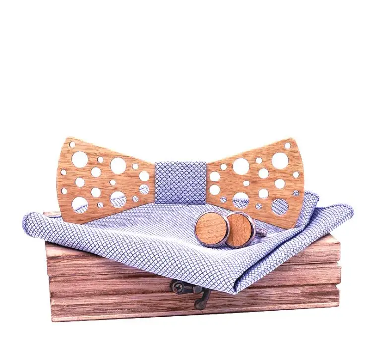 Solid wood bow tie trendy tie, cherry wood accessories set, high-quality jewelry