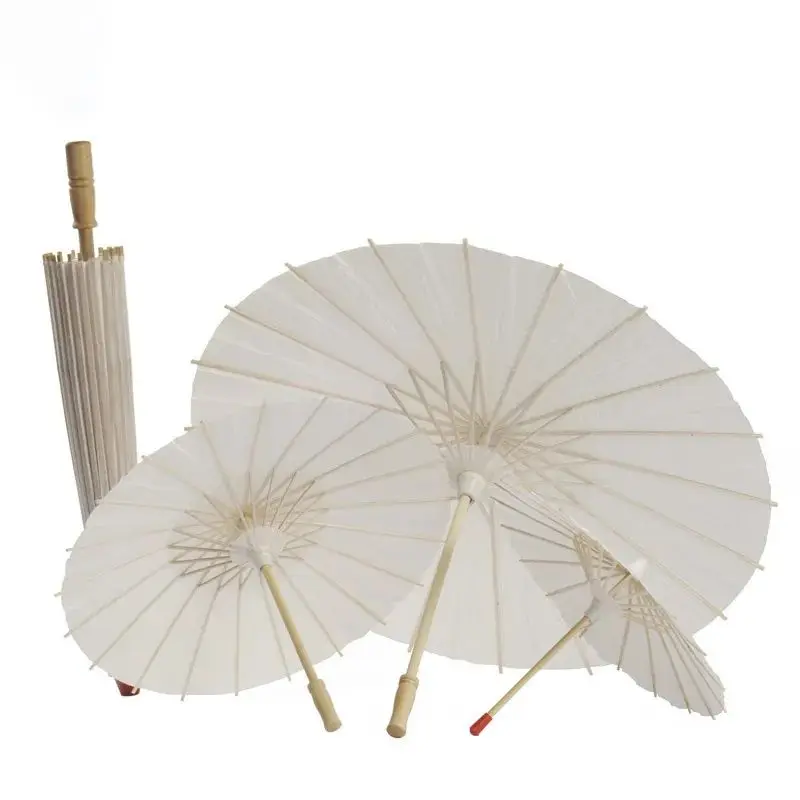 TX125 Customizable Handmade Drawing Blank Paper Umbrella with Wooden Handle for Decoration with Logo Printing