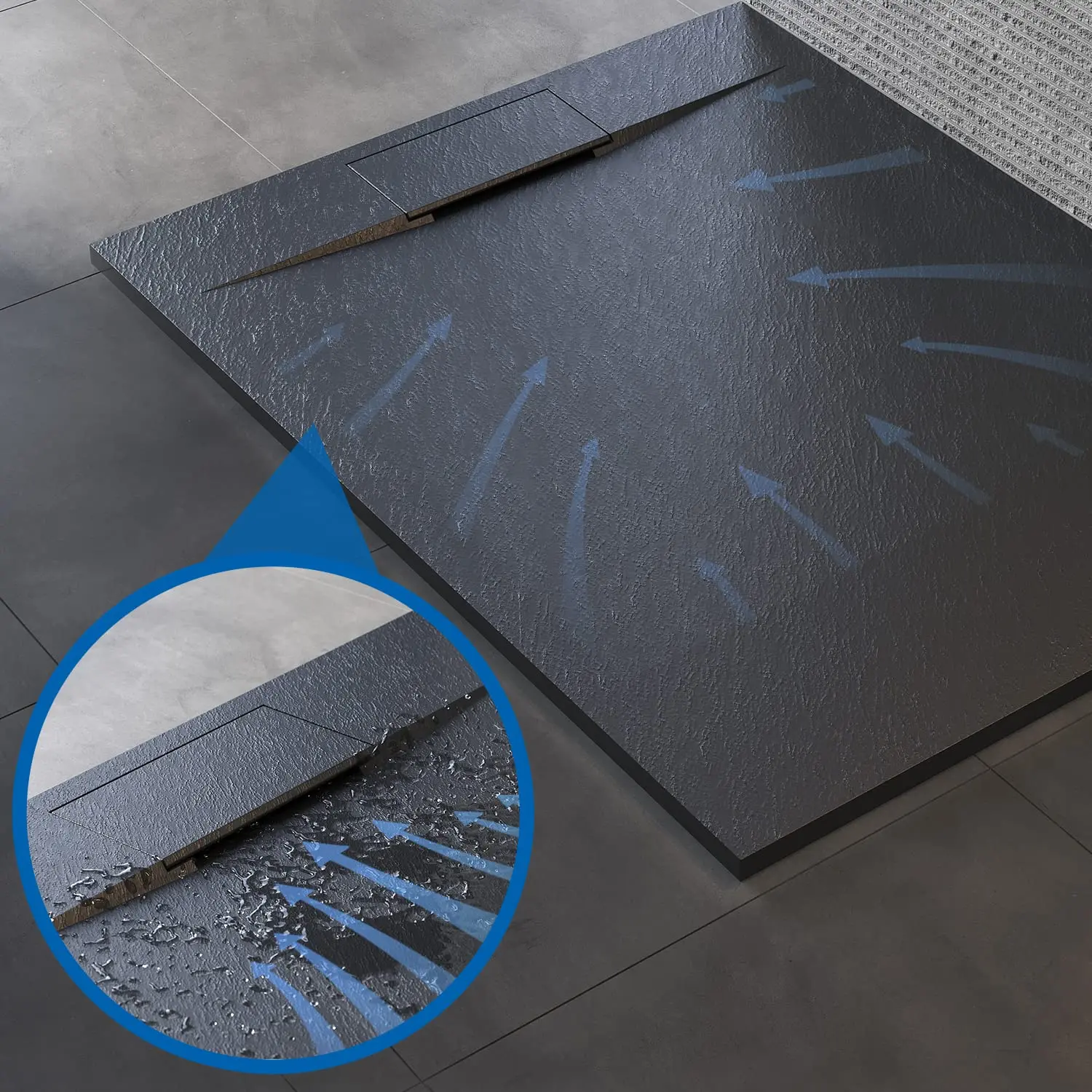 UK Hotel Ultra Flat New Square Shower Pan Old Stone Smc Shower Base