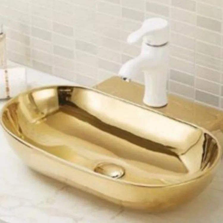 Not included faucet bathroom sink gold ceramic hand wash basin