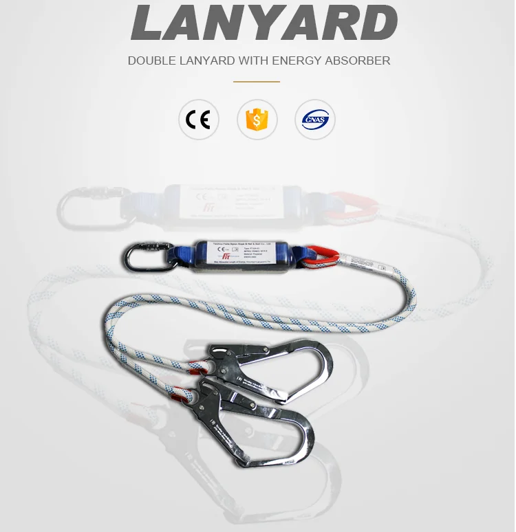 Positioning Lanyard with double hooks fall protection