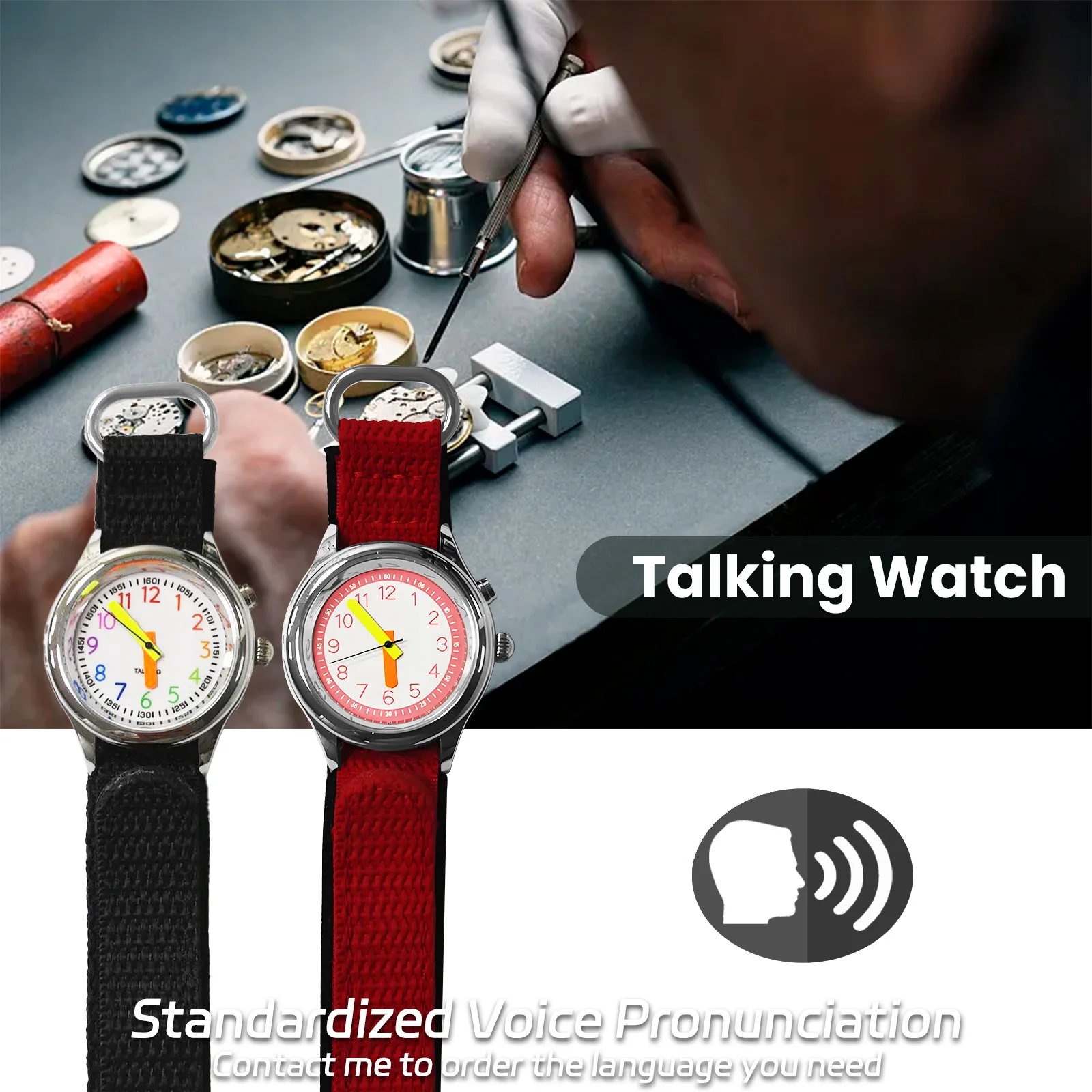 English Talking Watch for Women Ladies Seniors Talking Louder Sound Alarm Clock for Visually Impaired
