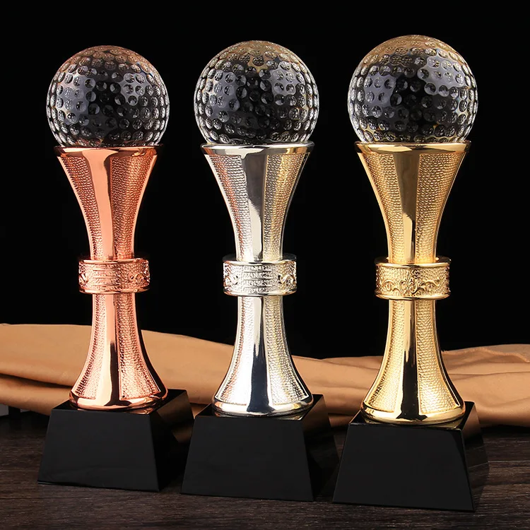 Gold silver bronze Glass Crystal football basketball Tennis Ball Sports Trophy and Award MH-NJ0232