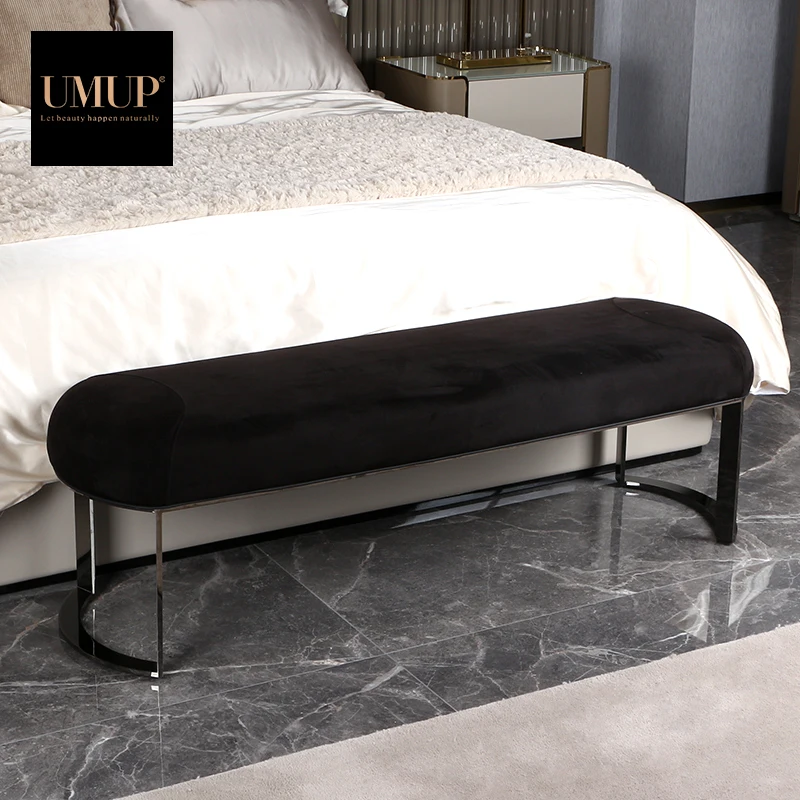 Modern fashion Italian luxury bedroom furniture high quality fabric ottoman bed bench sofa ottoman stool