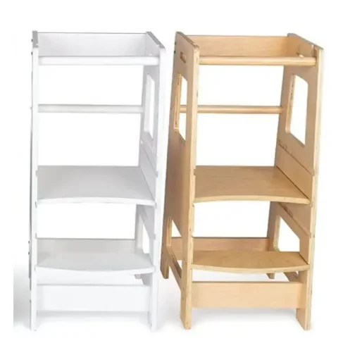 Stepup Baby Montessori Learning Tower Kitchen Helper Stand Adjustable Toddler Steps with Safety Rail Solid Wood