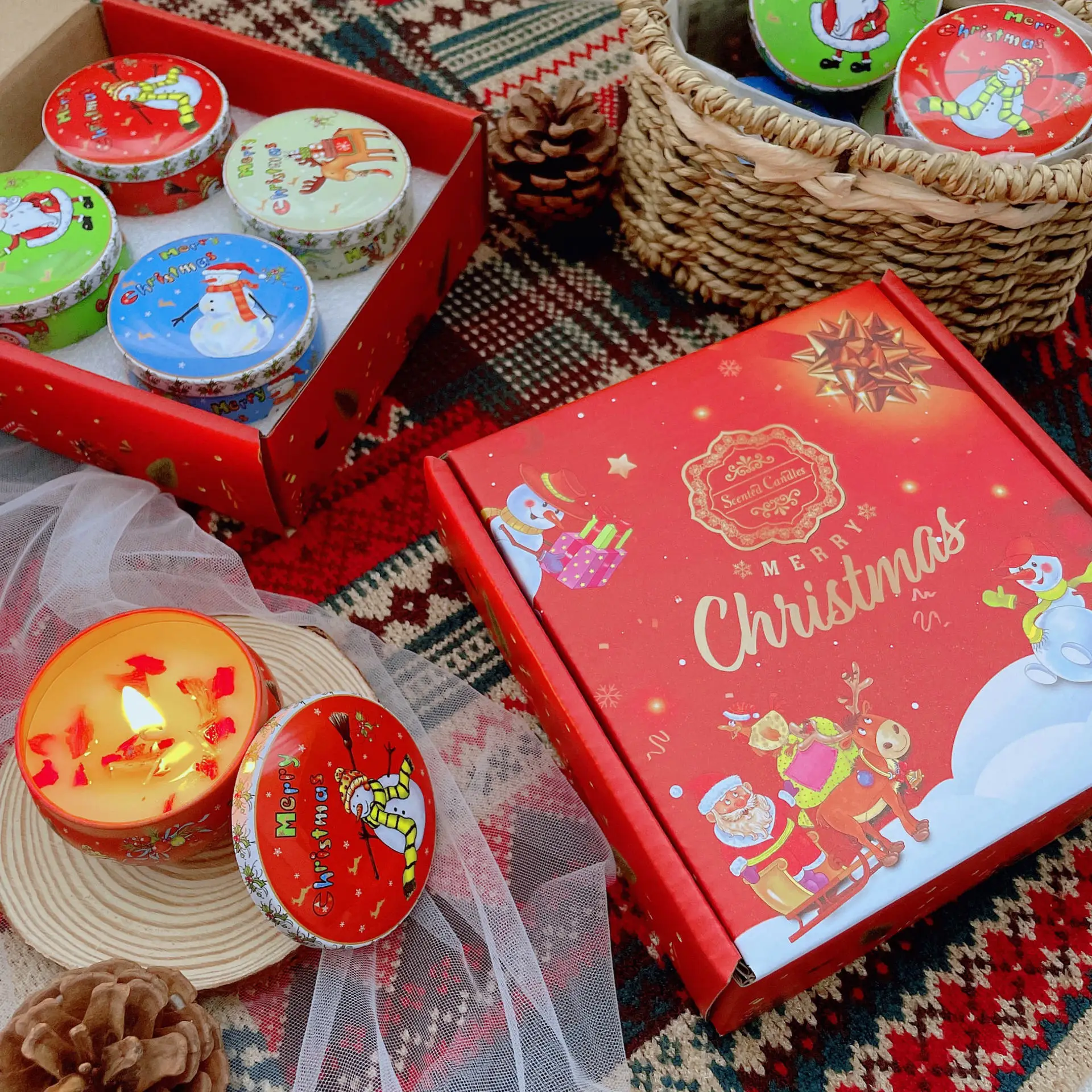 Beeman Soy Wax Candle Box Gift Set Tinplate Romantic Decoration Christmas Gift Home Decoration Scented Candle Set Luxury