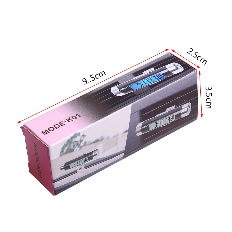 2 in 1 mini electronic LED digital car air vent outlet thermometer watch clock