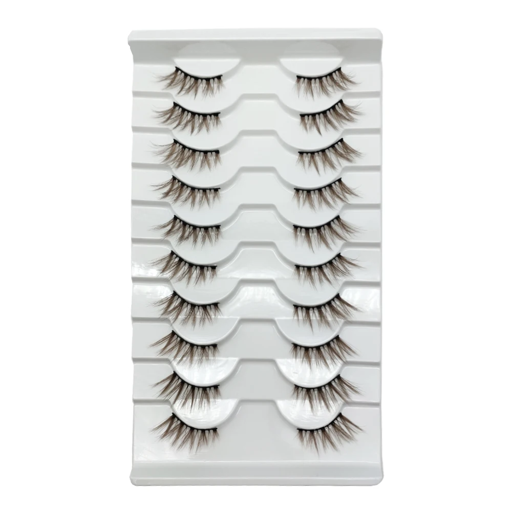 10 Pairs of Clear Band Lashes Faux Mink Half Lashes Set Bulk Vendor Eyelashes
