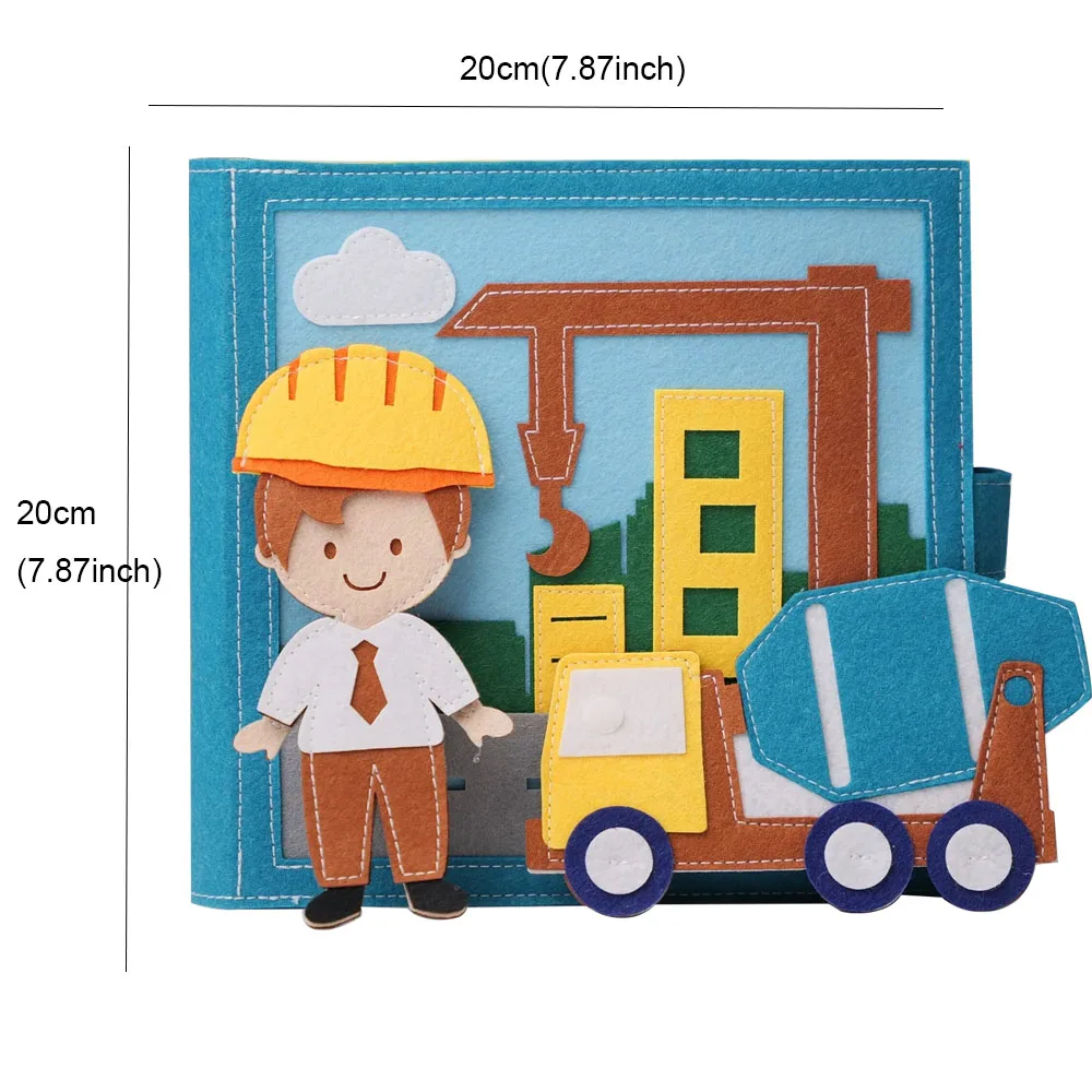 2024 New Designs Kids Roleplay Felt Book Early Educational Felt Job Learning Quiet Book Soft Cloth Toddler Felt Busy Book