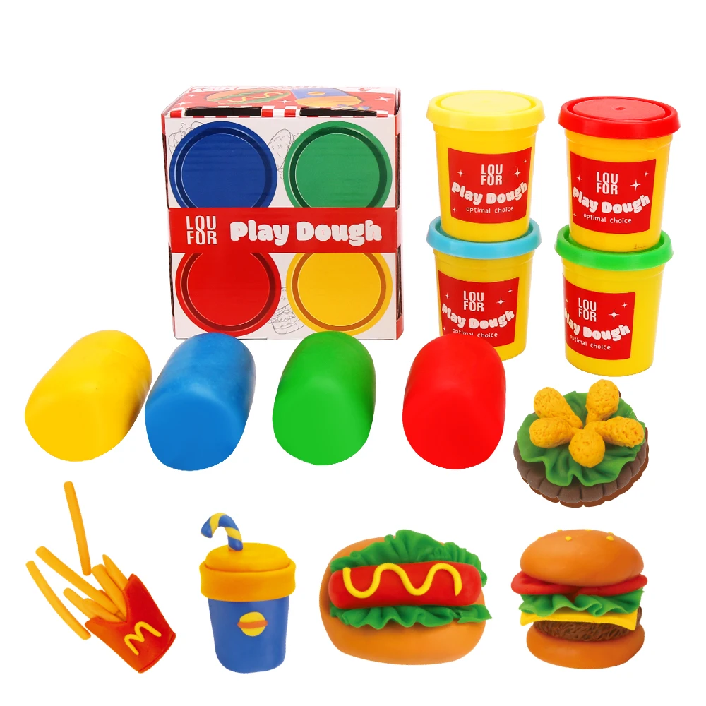 4 Color Cup Playdough Set For Kids Creative Modeling Clay Kit Soft Non-Toxic Play Dough For Diy Handcraft Sculpting