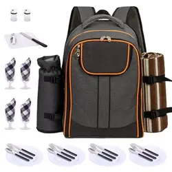 Custom High Quality Personalized 4 Person Picnic backpack with Insulated Cooler Compartment