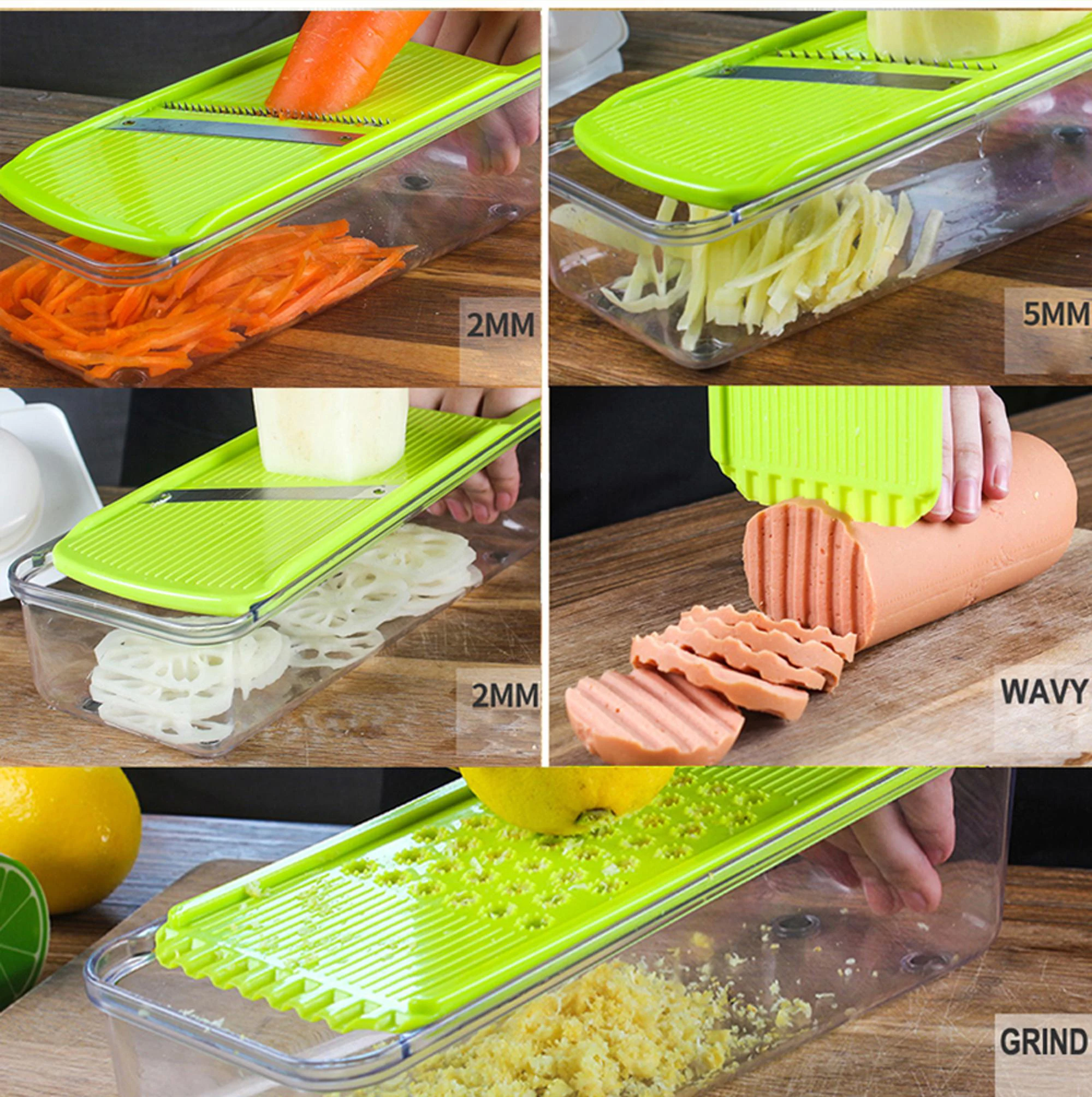 Hot Selling Kitchen Multifunctional Vegetable Slicer and Fruit Mandolin Slicer Sets (4 in 1) with LFGB