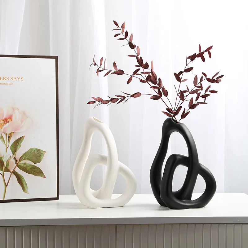 Dropshipping Shopify Modern White Ceramic Flower Vases for Home Decor Aesthetic