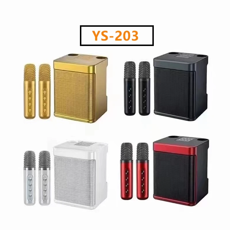 wireless Karaoke speaker YS203 Wholesale Subwoofer speaker With Double Microphones Home Party KTV YS-203 portable outdoor Party