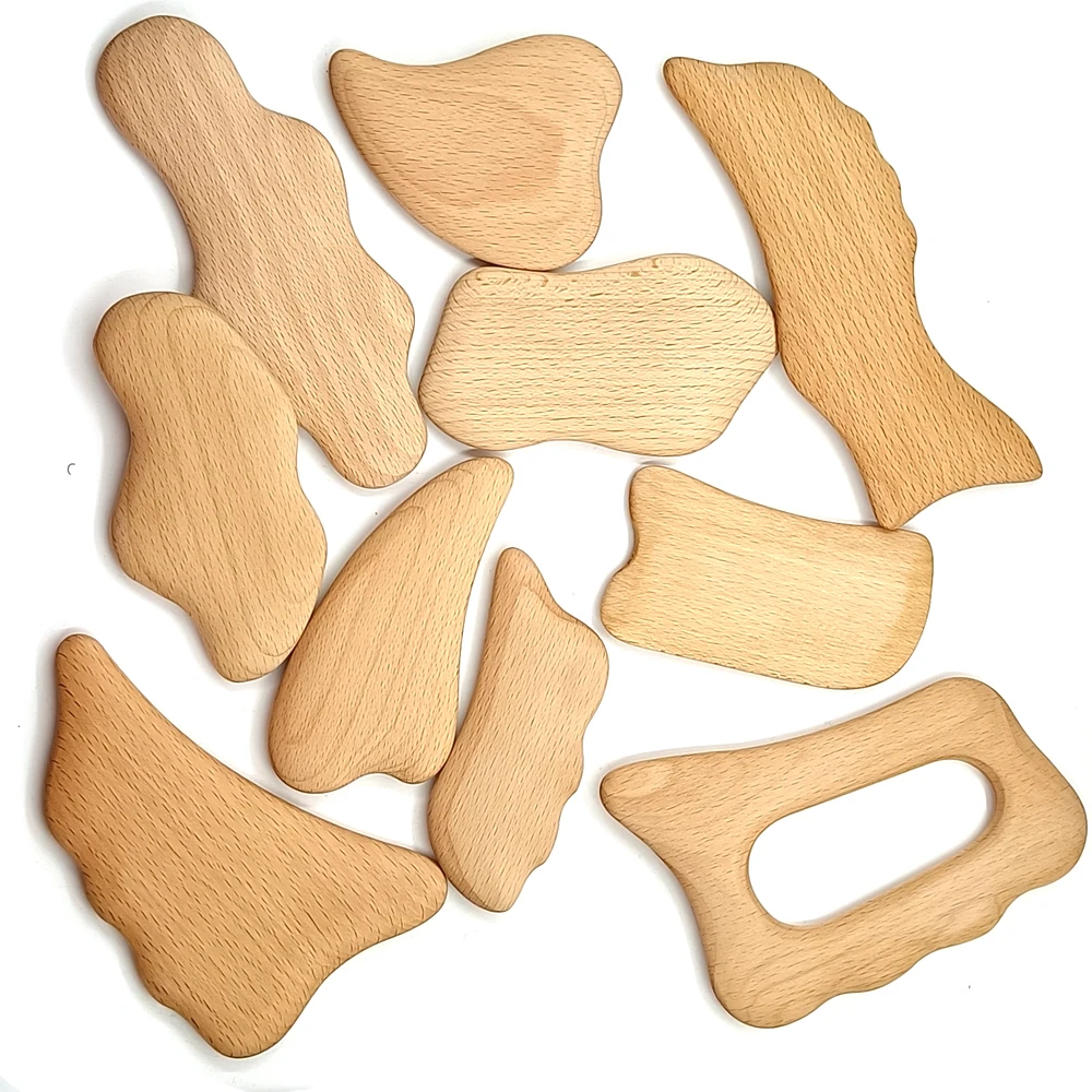 High Quality Wooden Guasha Tools Full Body Lymphatic Drainage Cellulite Massage Custom Logo Wooden Gua Sha Massager